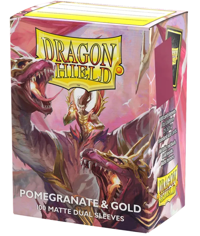 PROTECTORES DRAGON SHIELD STANDARD DUAL MATTE POMEGRANATE Y GOLD