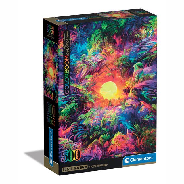 CLEMENTONI COLOR BOOM COLLECTION PSYCHEDELIC JUNGLE SUNRISE 500 PIEZAS + POSTER